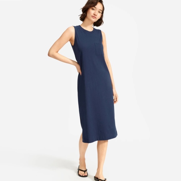 Everlane Navy Blue The Weekend Tank Midi Dress, M - Picture 1 of 8